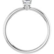 Platinum Natural White Sapphire Heart Solitaire Ring