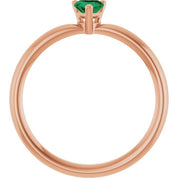 14K Rose Lab-Grown Emerald Heart Solitaire Ring