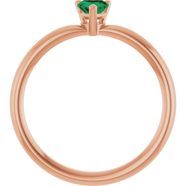 14K Rose Lab-Grown Emerald Heart Solitaire Ring