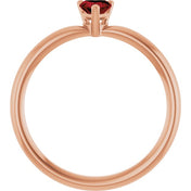 14K Rose Natural Mozambique Garnet Heart Solitaire Ring