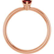 14K Rose Natural Mozambique Garnet Heart Solitaire Ring