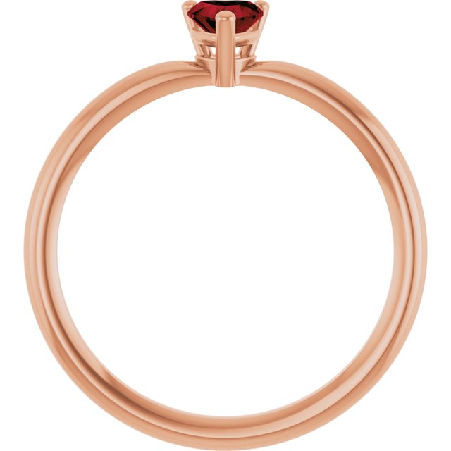 14K Rose Natural Mozambique Garnet Heart Solitaire Ring