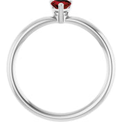 Sterling Silver Natural Mozambique Garnet Heart Solitaire Ring