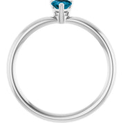 Platinum Natural London Blue Topaz Heart Solitaire Ring