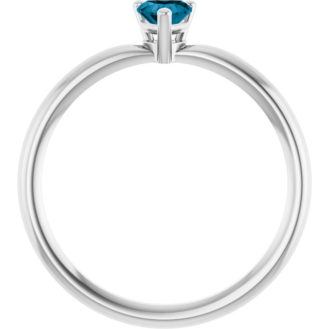 Platinum Natural London Blue Topaz Heart Solitaire Ring