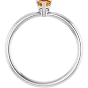Platinum Natural Citrine Heart Solitaire Ring