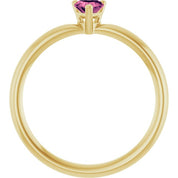 14K Yellow Natural Pink Tourmaline Heart Solitaire Ring