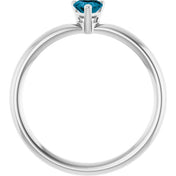 14K White Natural London Blue Topaz Heart Solitaire Ring