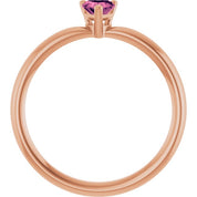 14K Rose Natural Pink Tourmaline Heart Solitaire Ring