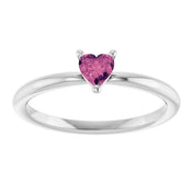 Platinum Natural Pink Tourmaline Heart Solitaire Ring