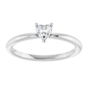 14K White Natural White Sapphire Heart Solitaire Ring