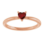 14K Rose Natural Mozambique Garnet Heart Solitaire Ring