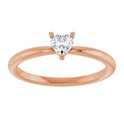 14K Rose Natural White Sapphire Heart Solitaire Ring