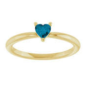 14K Yellow Natural London Blue Topaz Heart Solitaire Ring