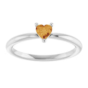 Platinum Natural Citrine Heart Solitaire Ring