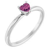 Platinum Natural Pink Tourmaline Heart Solitaire Ring