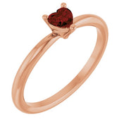 14K Rose Natural Mozambique Garnet Heart Solitaire Ring