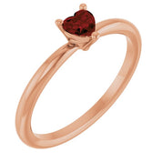 14K Rose Natural Mozambique Garnet Heart Solitaire Ring