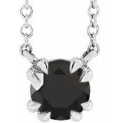 Sterling Silver Natural Black Onyx Solitaire 18" Necklace