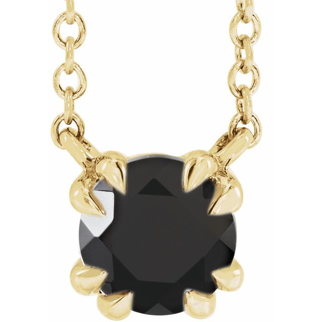 14K Natural Black Onyx Solitaire 18" Necklace