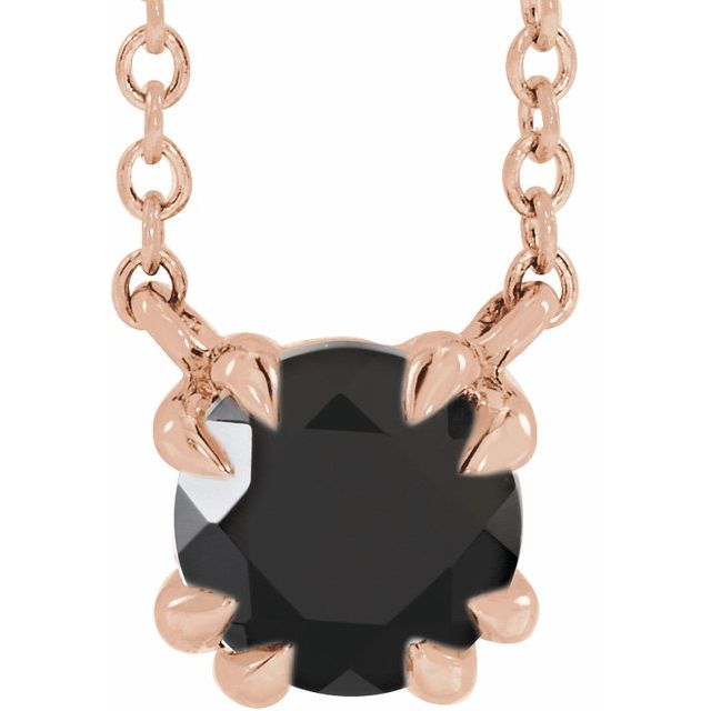 14K Natural Black Onyx Solitaire 18" Necklace