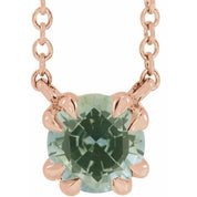 14K Rose Natural Green Sapphire Solitaire 18" Necklace
