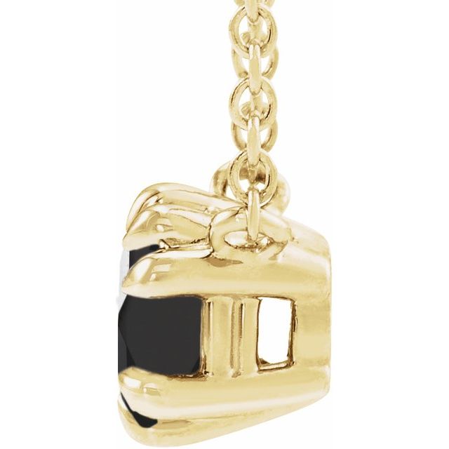 14K Natural Black Onyx Solitaire 18" Necklace