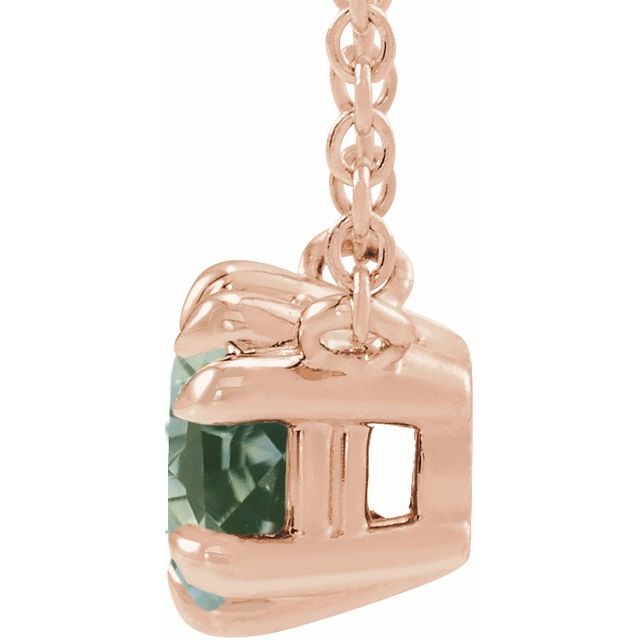 14K Rose Natural Green Sapphire Solitaire 18" Necklace