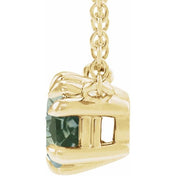 14K Yellow Natural Green Sapphire Solitaire 18" Necklace