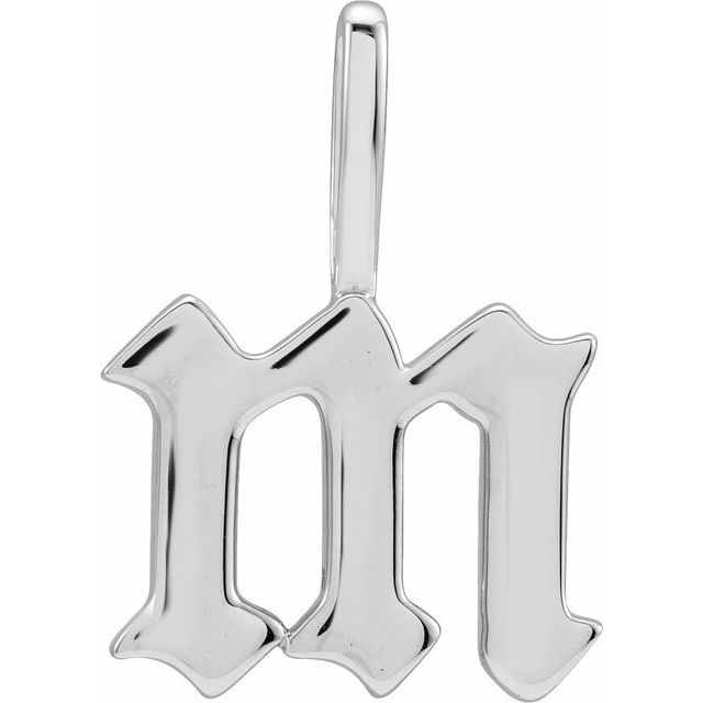14K White Gothic Initial M Charm/Pendant - Elegant Personalized Jewelry