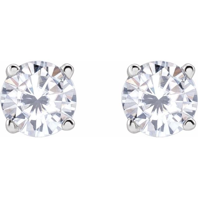 Sterling Silver 4 mm Imitation White Cubic Zirconia Stud Earrings