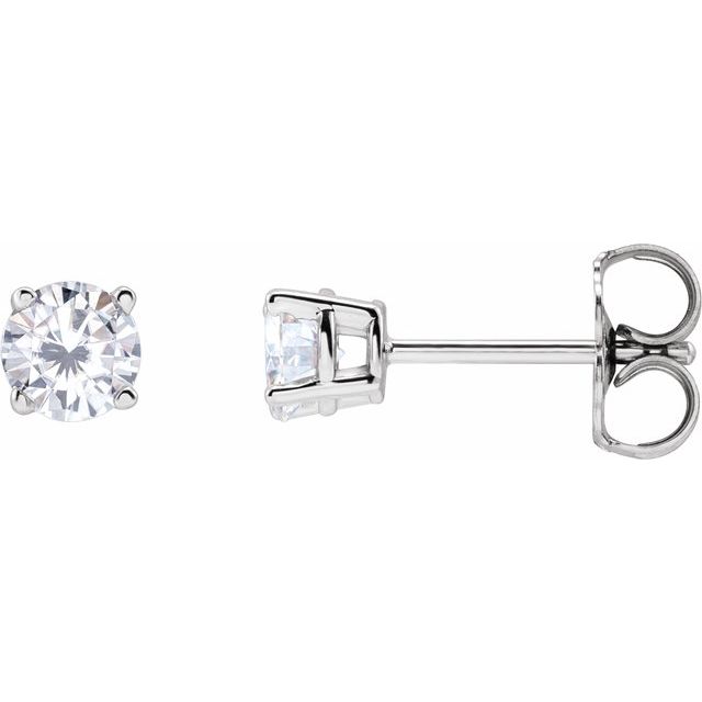 Sterling Silver 4 mm Imitation White Cubic Zirconia Stud Earrings