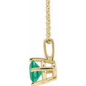 14K Yellow 5 mm Lab-Grown Emerald Solitaire 16-18" Necklace