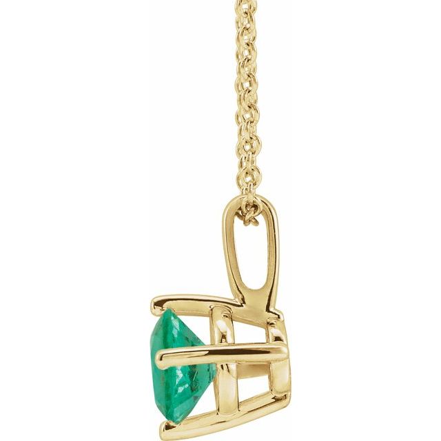 14K Yellow 5 mm Lab-Grown Emerald Solitaire 16-18" Necklace