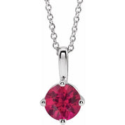 Sterling Silver 5 mm Lab-Grown Ruby Solitaire 16-18" Necklace