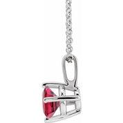 Sterling Silver 5 mm Lab-Grown Ruby Solitaire 16-18" Necklace