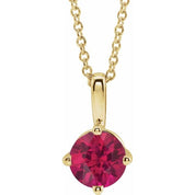 14K Yellow 5 mm Natural Ruby Solitaire 16-18" Necklace