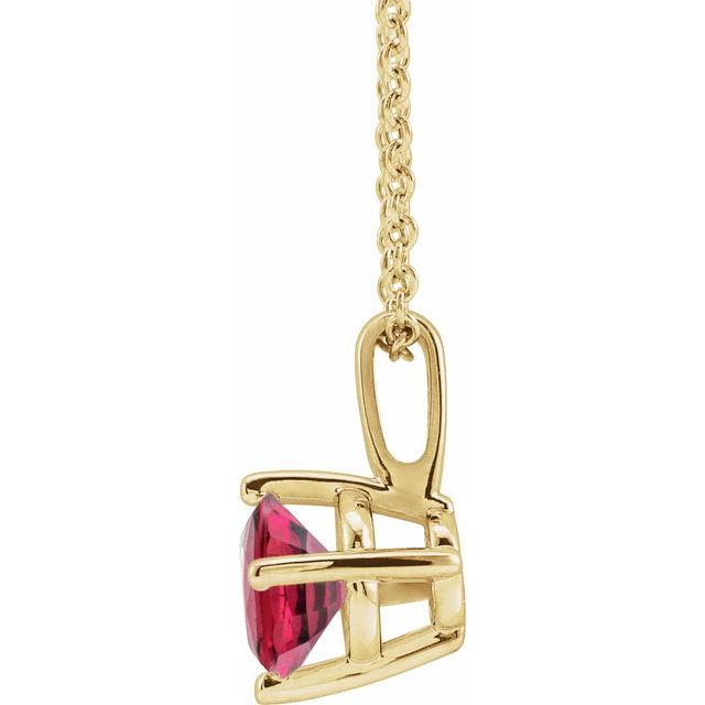 14K Yellow 5 mm Natural Ruby Solitaire 16-18" Necklace