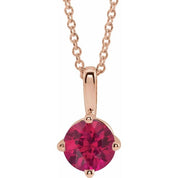 14K Rose 5 mm Lab-Grown Ruby Solitaire 16-18" Necklace