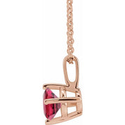 14K Rose 5 mm Lab-Grown Ruby Solitaire 16-18" Necklace