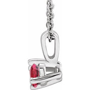 Sterling Silver 4 mm Lab-Grown Ruby Solitaire 16-18" Necklace