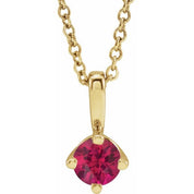 14K Yellow 4 mm Lab-Grown Ruby Solitaire 16-18" Necklace