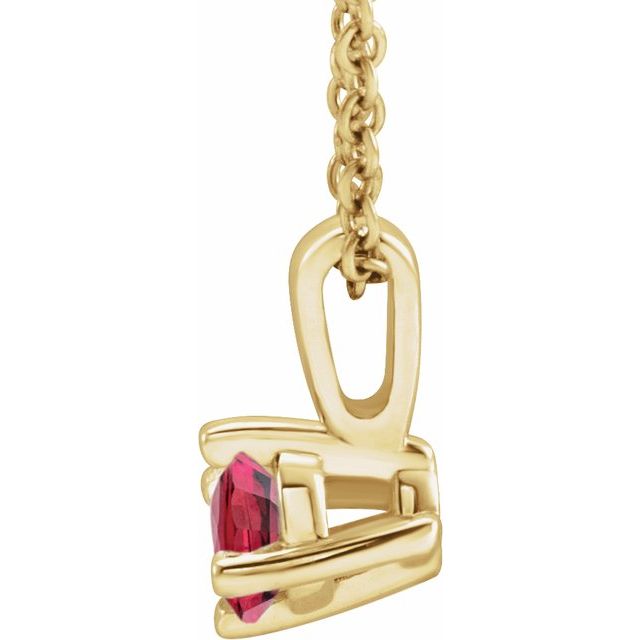 14K Yellow 4 mm Lab-Grown Ruby Solitaire 16-18" Necklace