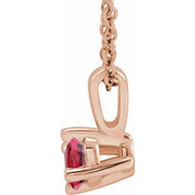 14K Rose 4 mm Lab-Grown Ruby Solitaire 16-18" Necklace