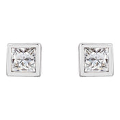 14K White 1/6 CTW Lab-Grown Diamond Bezel Earrings