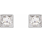 14K White 5/8 CTW Lab-Grown Diamond Bezel-Set Earrings