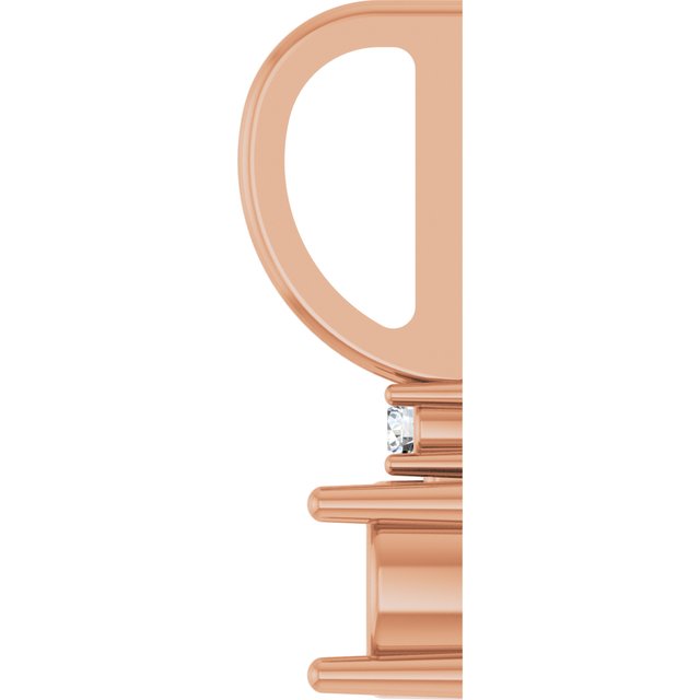 14K Rose 4 mm Round .015 CT Natural Diamond Semi-Set Charm/Pendant
