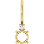 14K Yellow 4 mm Round .015 CT Natural Diamond Semi-Set Charm/Pendant