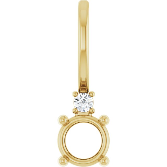 14K Yellow 4 mm Round .015 CT Natural Diamond Semi-Set Charm/Pendant