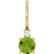 14K Natural Gemstone & .015 CT Natural Diamond Charm/Pendant